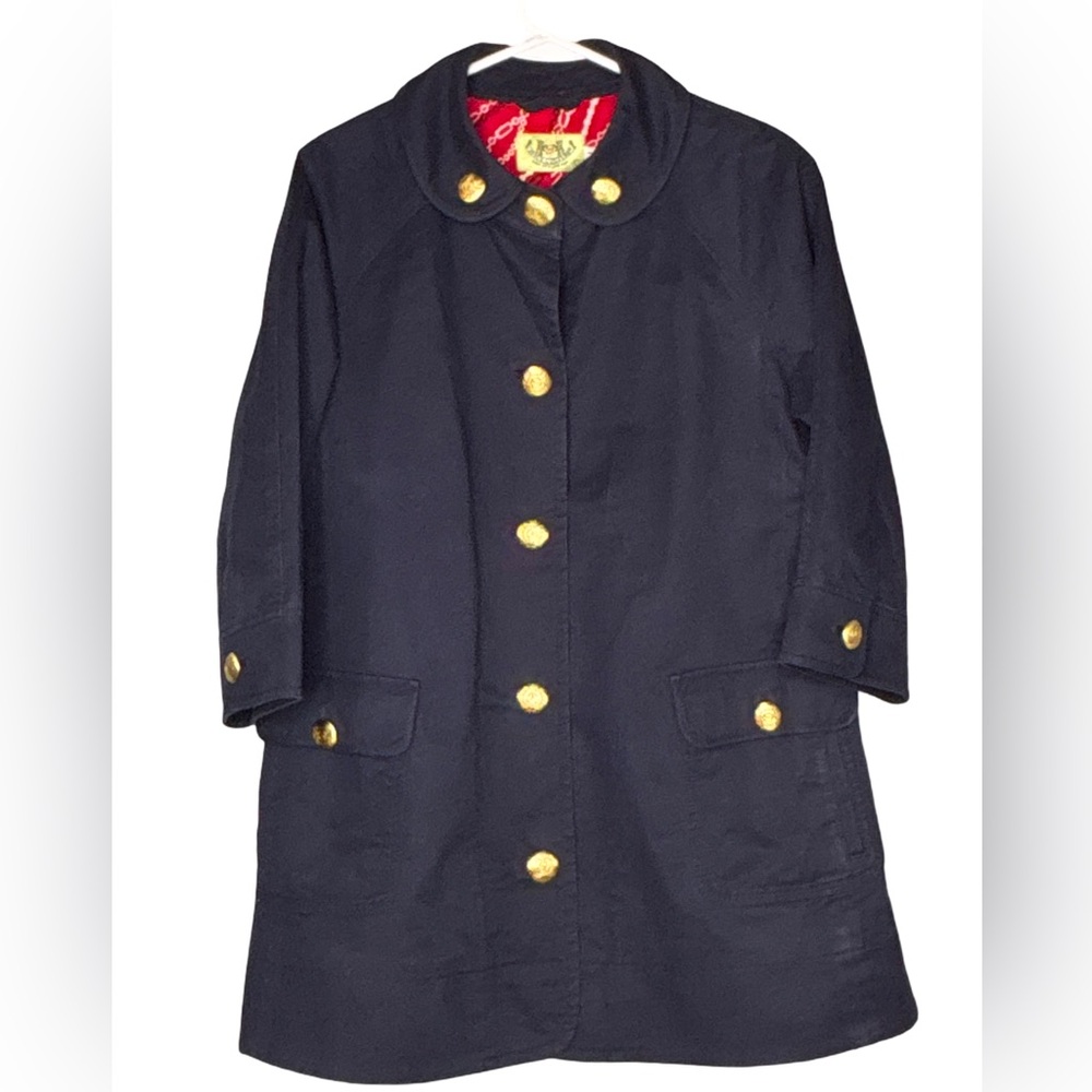 Juicy Couture Navy Blue Lined Military Jacket Large
